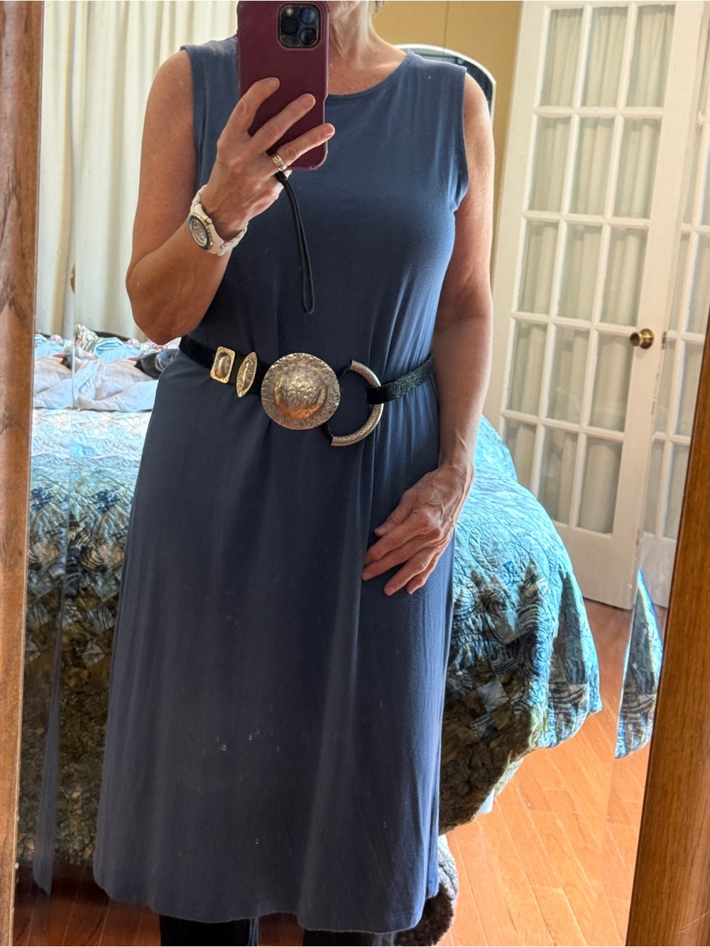 Eileen Fisher Sleeveless Midi Dress in Dusty Blue
